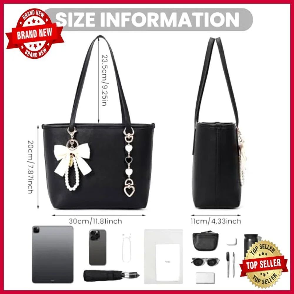 Small Vegan Leather Tote Bag Hobo Shoulder Bag Work College Purse